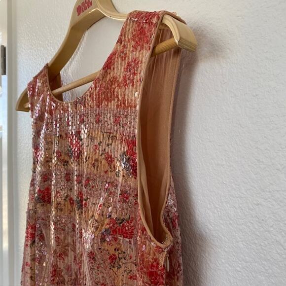 Sundance Floral Glory Dress Sequins Sleeveless Midi Drop Waist Women Large NWT - Picture 6 of 14